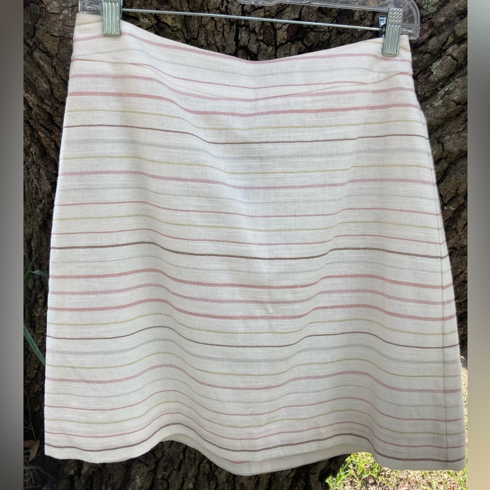 Loft Striped Linen Mini Skirt NWT Petite 8
